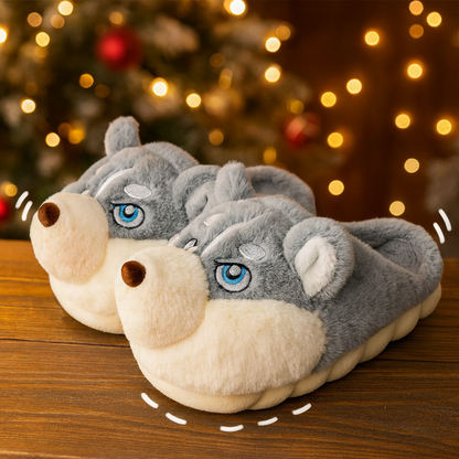 Pluszowe psie kapcie Husky