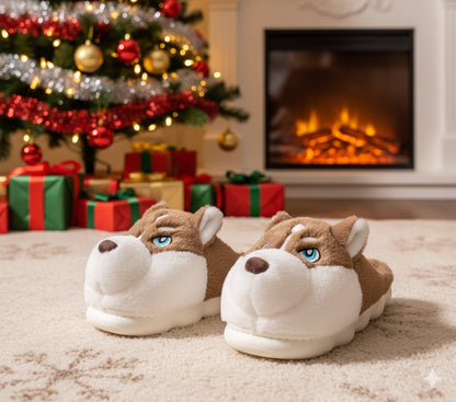 Pluszowe psie kapcie Husky